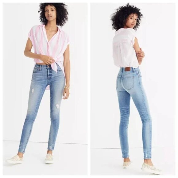 Madewell 9" High Rise Skinny Jeans Sz 26 In Destructed Hem Edition - Picture 3 of 17